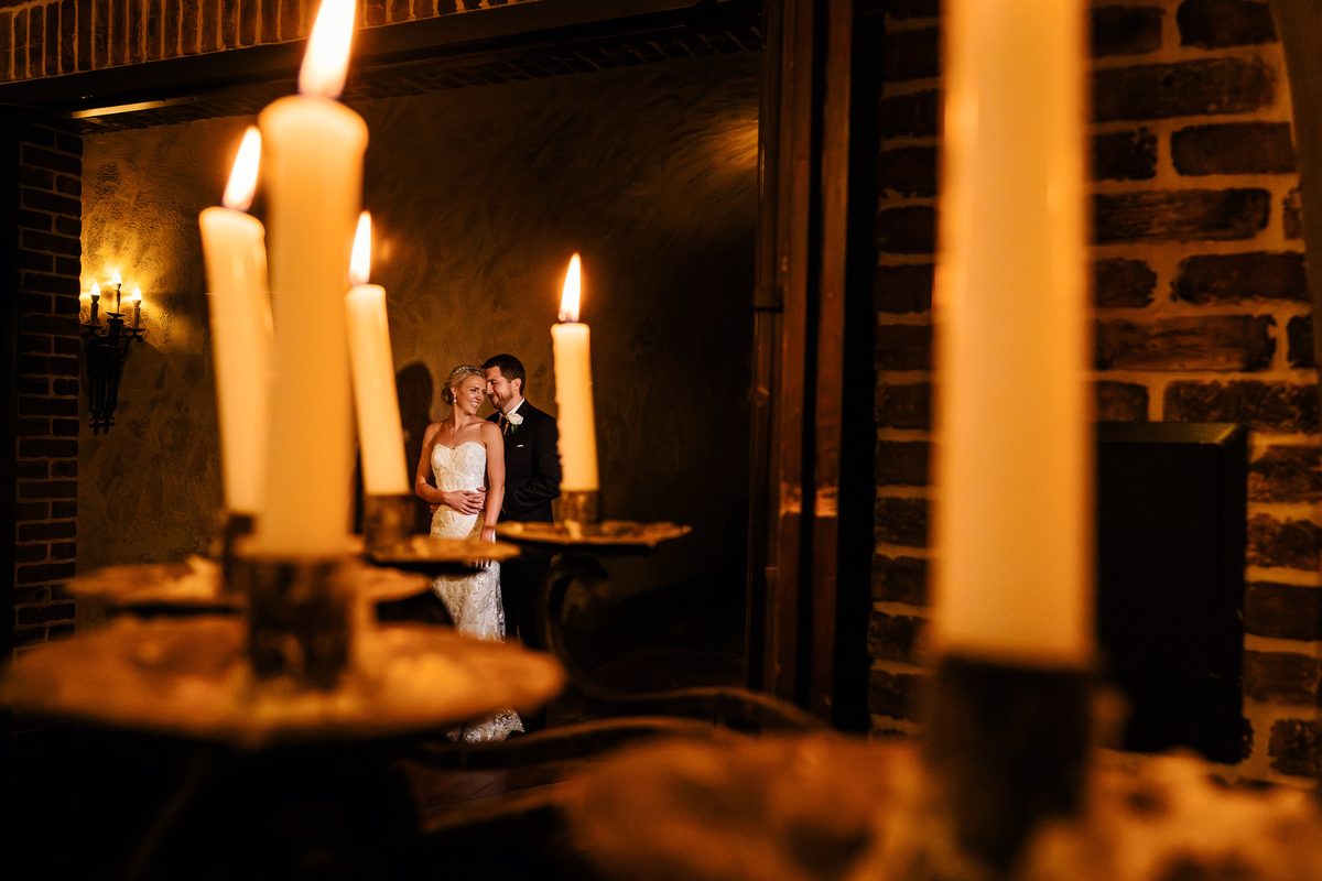 Candlelit portrait of the bride and groom at The Meritage Resort in Napa Valley